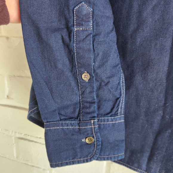 True Religion Mens Blue Western Shirt Button Down Slim Fit Cotton Size Large - Picture 6 of 8